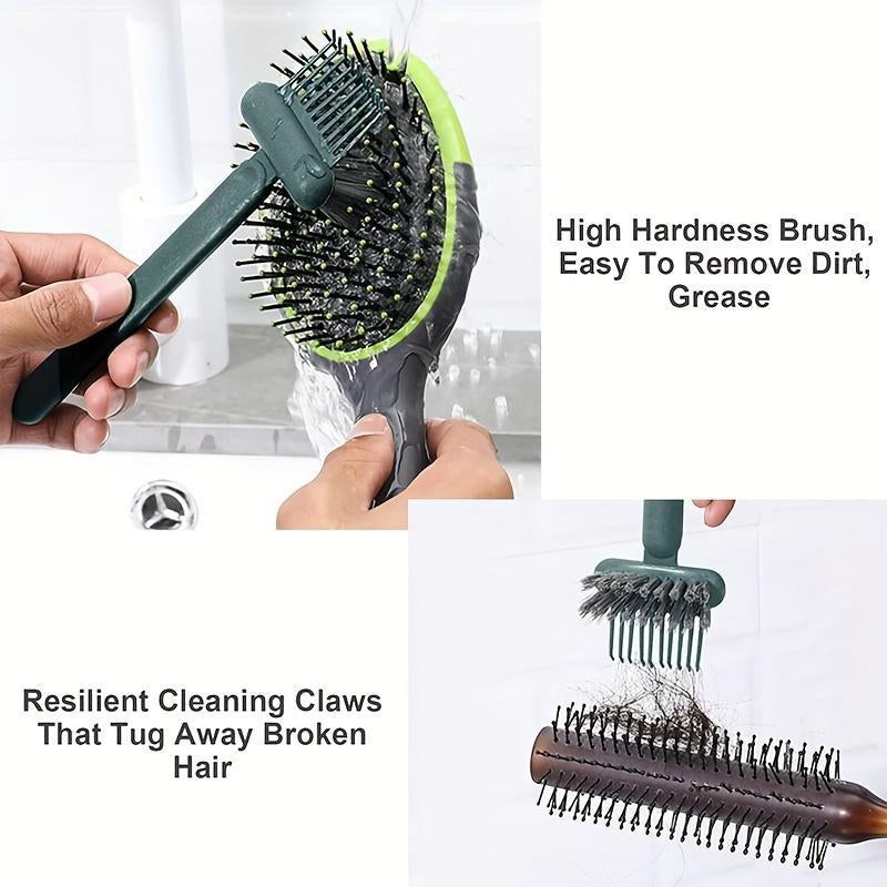 Comb & Hairbrush Cleaner Set (2 Count) — Dual-Tool Mini Rake/Bristle Brushes to Remove Hair, Dust & Product Build-Up from Combs & Brushes — Portable, Reusable, Professional or Home Use